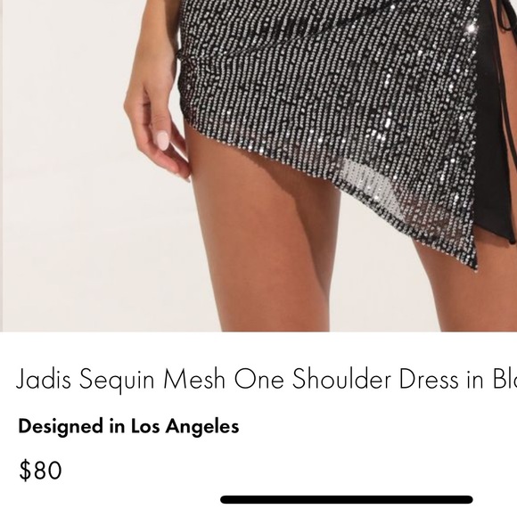 NWT - Jadis Sequin Mesh One Shoulder Dress in Black - Picture 5 of 5